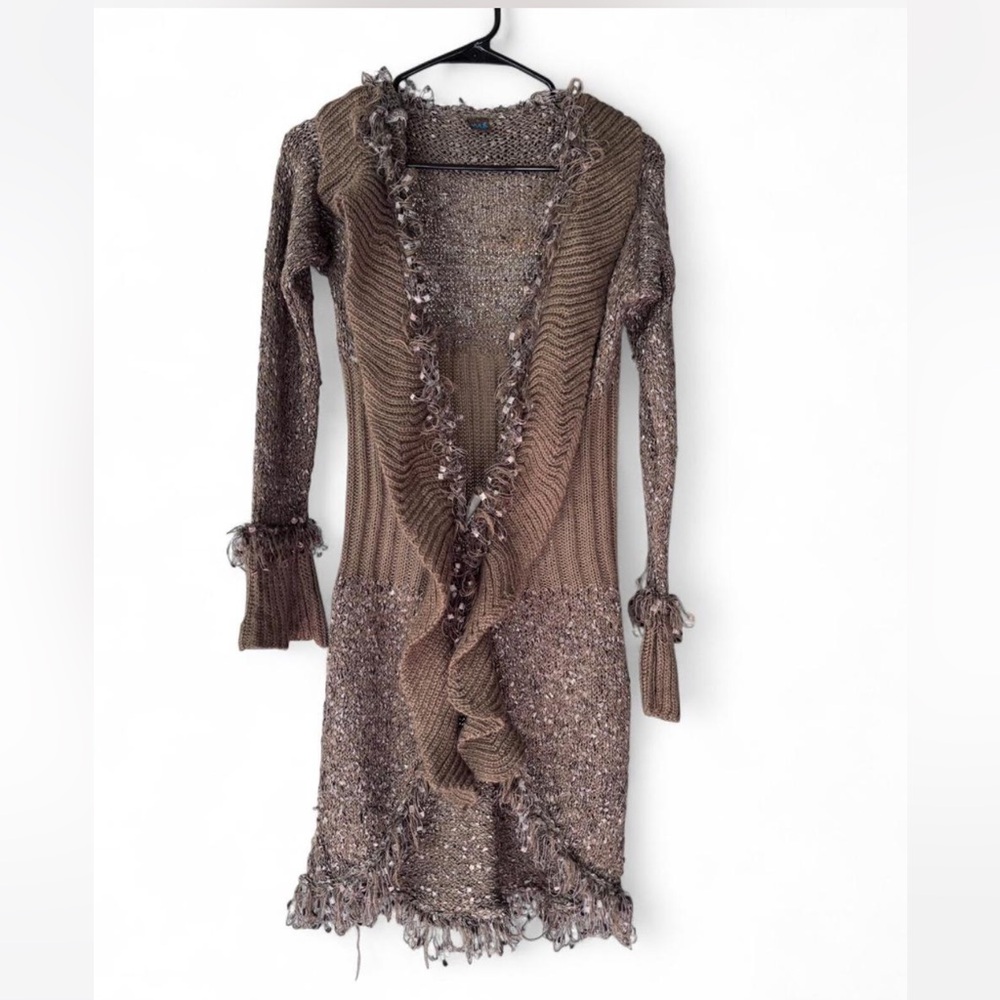 Elegant Brown Knit Cardigan